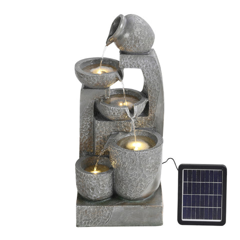 Livingandhome Cascade Solar-powered Water Fountain for Outdoors, AI1053