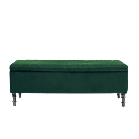 Livingandhome Velvet Upholstered Storage Ottoman Modern Classic Entryway Bench, ZH1059