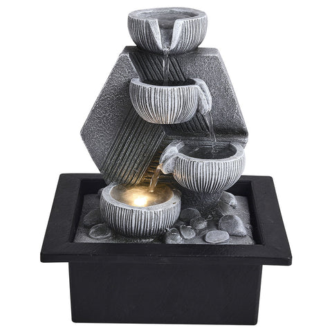 Livingandhome Garden Resin Fountain Water Feature LED Light, AI1062