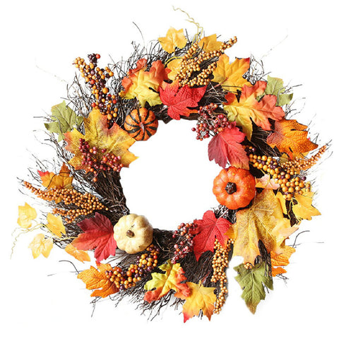 Livingandhome Realistic LED Fall Wreath with Artificial Maple Leaves, SP0845