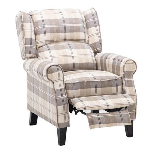 Livingandhome Fabric Tartan Motion Reclining Armchair, JM1207