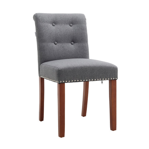 Livingandhome Set of 2 Contemporary Buttoned Accent Dining Chair Studded Rim, JM2133