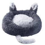 Livingandhome Round Plush Pet Dog Cat Calming Bed with Cute Ears, WF0058