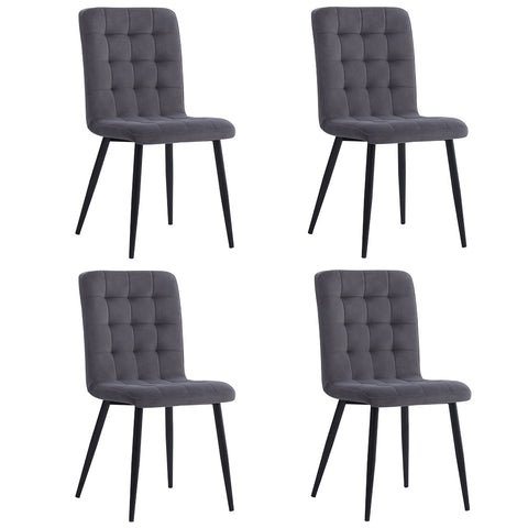 Livingandhome 4Pcs Tufted Modern Armless Dining Chairs with Metal Legs, JM1999