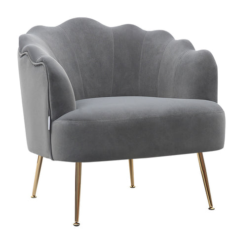 Velvet Shell Accent Chair with Metallic Legs, JM1827