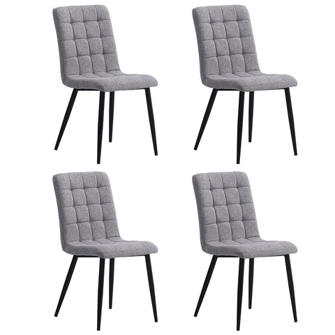 Livingandhome 4Pcs Tufted Modern Armless Dining Chairs with Metal Legs, JM2001