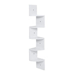 Livingandhome Wooden Zigzag Floating Corner Shelves 5-Tier White, SP1488