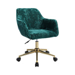 Livingandhome Velvet Upholstered Home Office Swivel Task Chair with Gold Base, JM2061