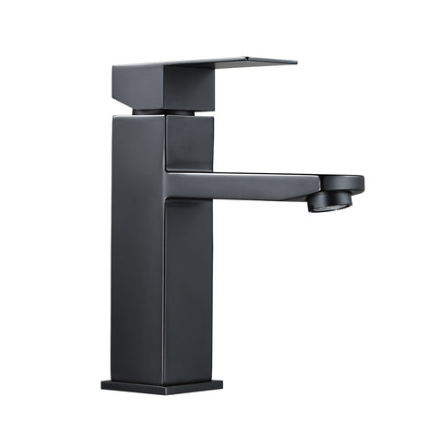 Livingandhome Matte Black Single Handle Stainless Steel Bathroom Tap, DM0360