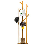 Wooden Coat Rack Stand with 3 Shelves for Entryway, SP2508