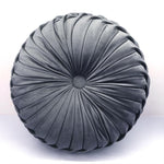 Livingandhome Round Pleated Pumpkin Velvet Cushion Grey 45cm, SP1878