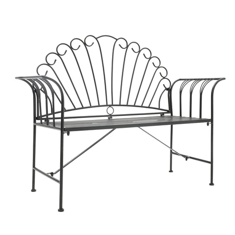 Vintage Indoor Outdoor Shell Shaped Iron 2 Seater Bench, AI0882