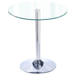 Livingandhome Small Round Clear Glass Top Dining Table with Pedestal Base, ZH0912