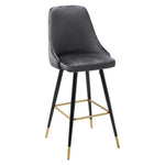 Livingandhome Set of 2 Modern Upholstered Velvet High Chairs Bar Stools, ZH0963