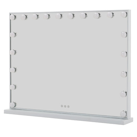 Livingandhome Hollywood Style Lighted Rectangular Makeup Mirror with Base, SP2566 