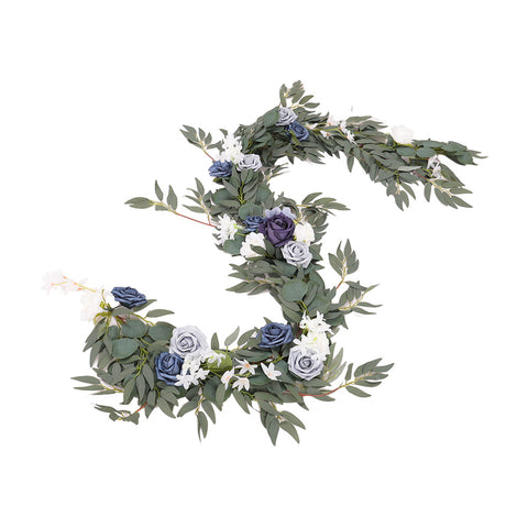 Livingandhome Artificial Silk Rose Eucalyptus Vine Hanging Garland, SW0457