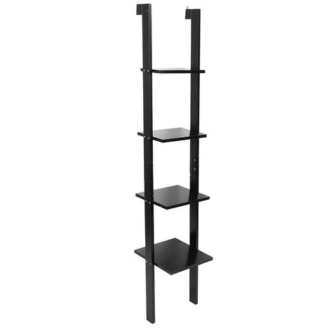 Livingandhome 4-Tier Wooden Wall Ladder Shelf Black, SP2028