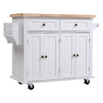 Livingandhome Modern Rolling Wooden Kitchen Island Cart with Storage Cabinet, XY0139