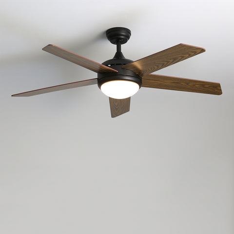 Rustic Wooden 5-Blade LED Ceiling Fan with Remote for Living Room, DM0177