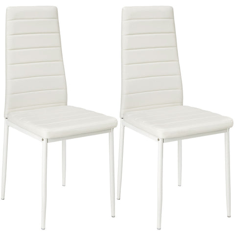 Livingandhome Set of 2 Modern Faux Leather Armless High Back Dining Chairs, JM0200