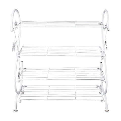 Livingandhome White Metal 4 Tier S-Shape Shoe Rack, SP1676