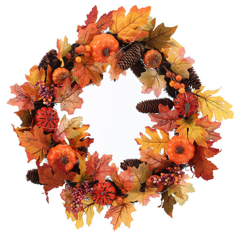 Livingandhome Faux Maple Leaves Halloween Autumn Decoration with Lights, SP0842