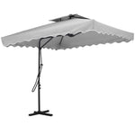 Livingandhome Corrugated Edge Square Canopy Outdoor Cantilever Parasol with Cross Base, LG0813